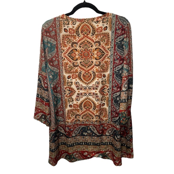 Bohemian Multicolor V-Neck Women's Top - Picture 4 of 4